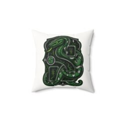 House of Snake – Faux Suede Throw Pillow – Cozy Wizarding School Ambition - Image 3