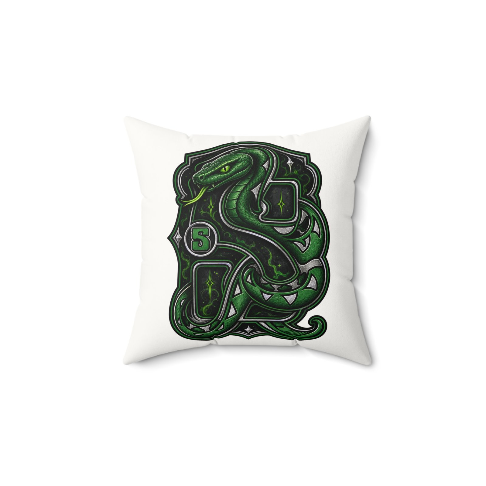 House of Snake – Faux Suede Throw Pillow – Cozy Wizarding School Ambition - Image 3