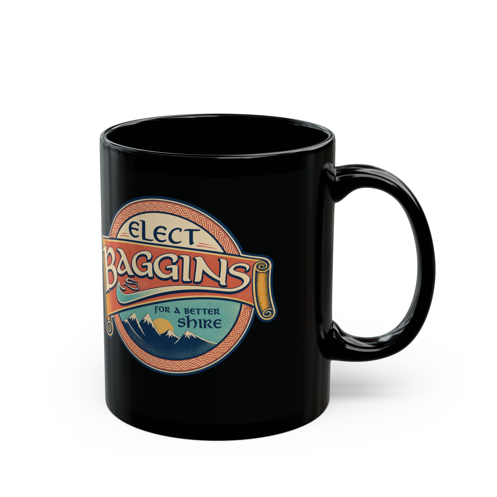 Elect Baggins for The Shire – Black 11oz or 15oz Mug – Vote for Second Breakfast - Image 2