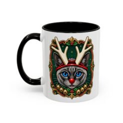 Rudolph the Reindeer Cat Color Accent Mug – Sip with Whiskers and Cheer - Image 4