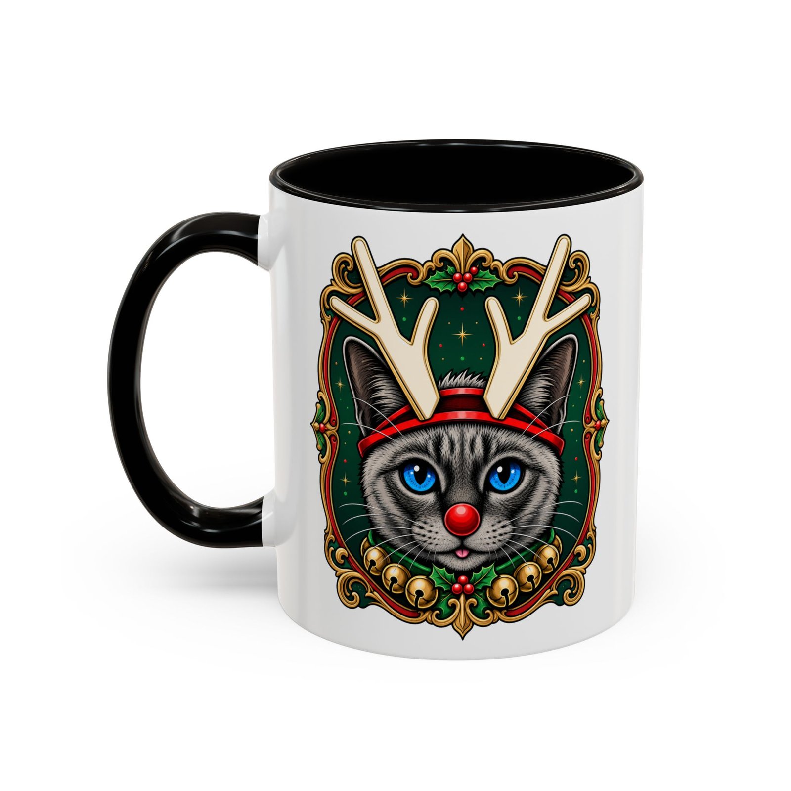 Rudolph the Reindeer Cat Color Accent Mug – Sip with Whiskers and Cheer - Image 4