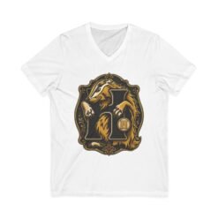 House of Badger – Unisex Cotton V-Neck T-Shirt – Wizarding School Loyalty and Magic