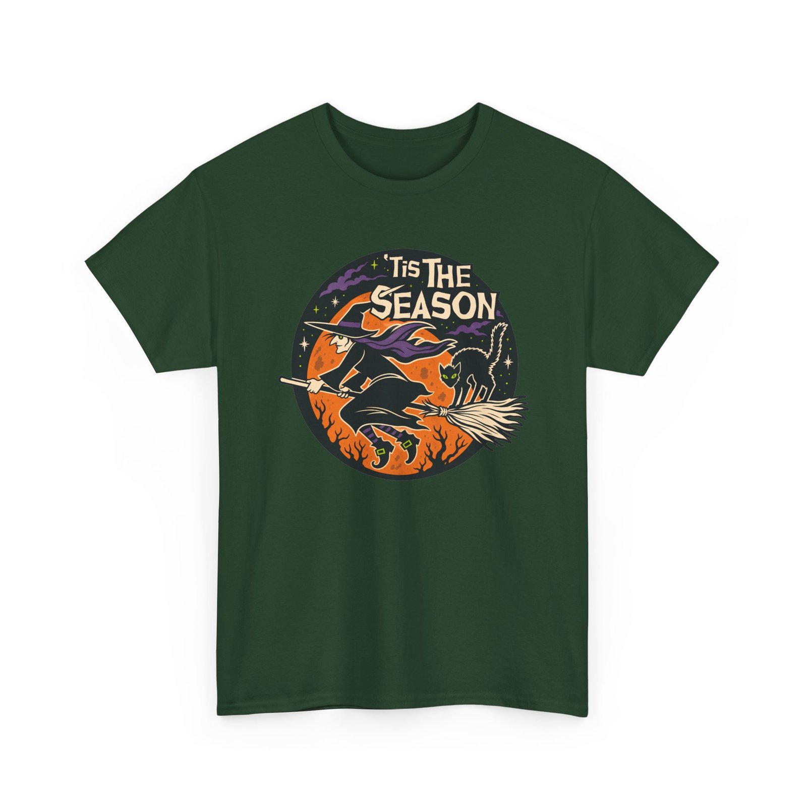 ’Tis the Season – Unisex T-Shirt – Witch and Black Cat Spooky Halloween - Image 11