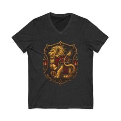 House of Lion – Unisex V-Neck T-Shirt – Wizarding School Courage with Confident Style - Image 7