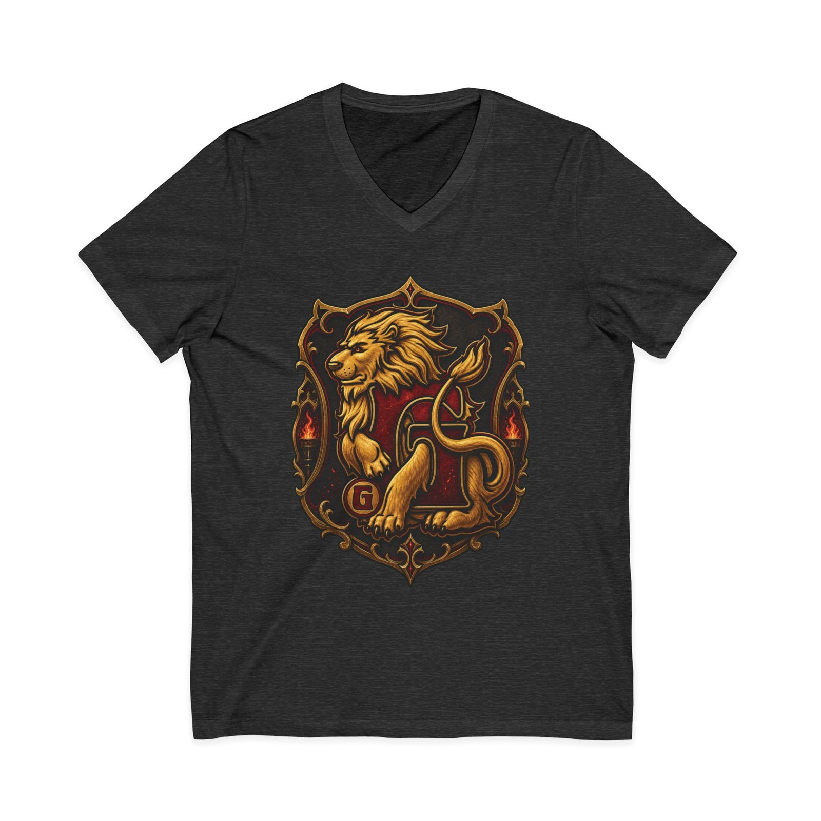 House of Lion – Unisex V-Neck T-Shirt – Wizarding School Courage with Confident Style - Image 7