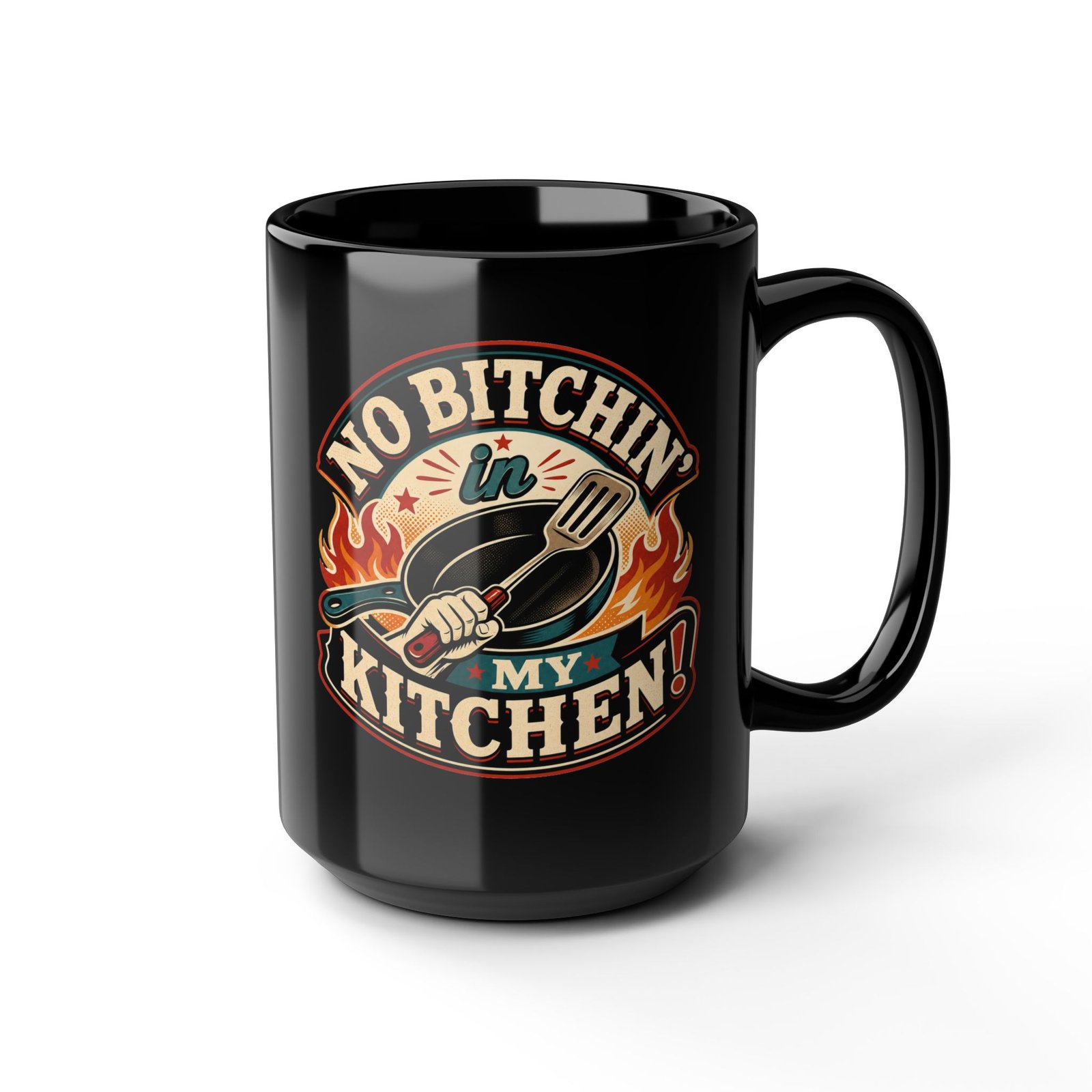 No Bitchin’ in My Kitchen – Black Mug – Complaints Are Not on the Menu - Image 8