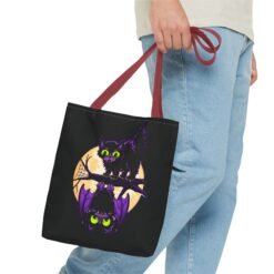 Moonlit Mischief - Tote Bag – Cute Halloween Cat and Bat - Image 15