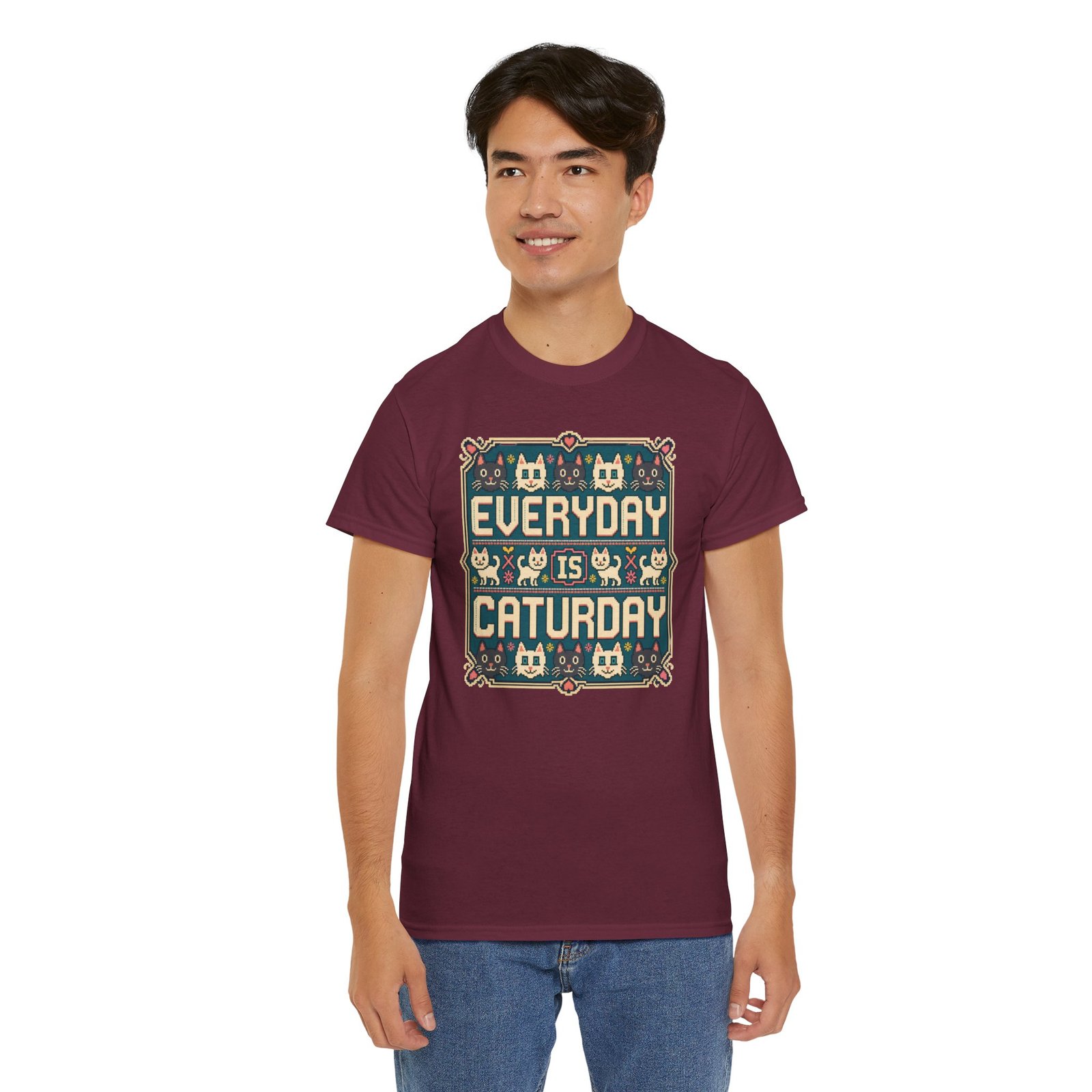 Everyday Is Caturday – Unisex T-Shirt – Feline Festive Vibes - Image 12