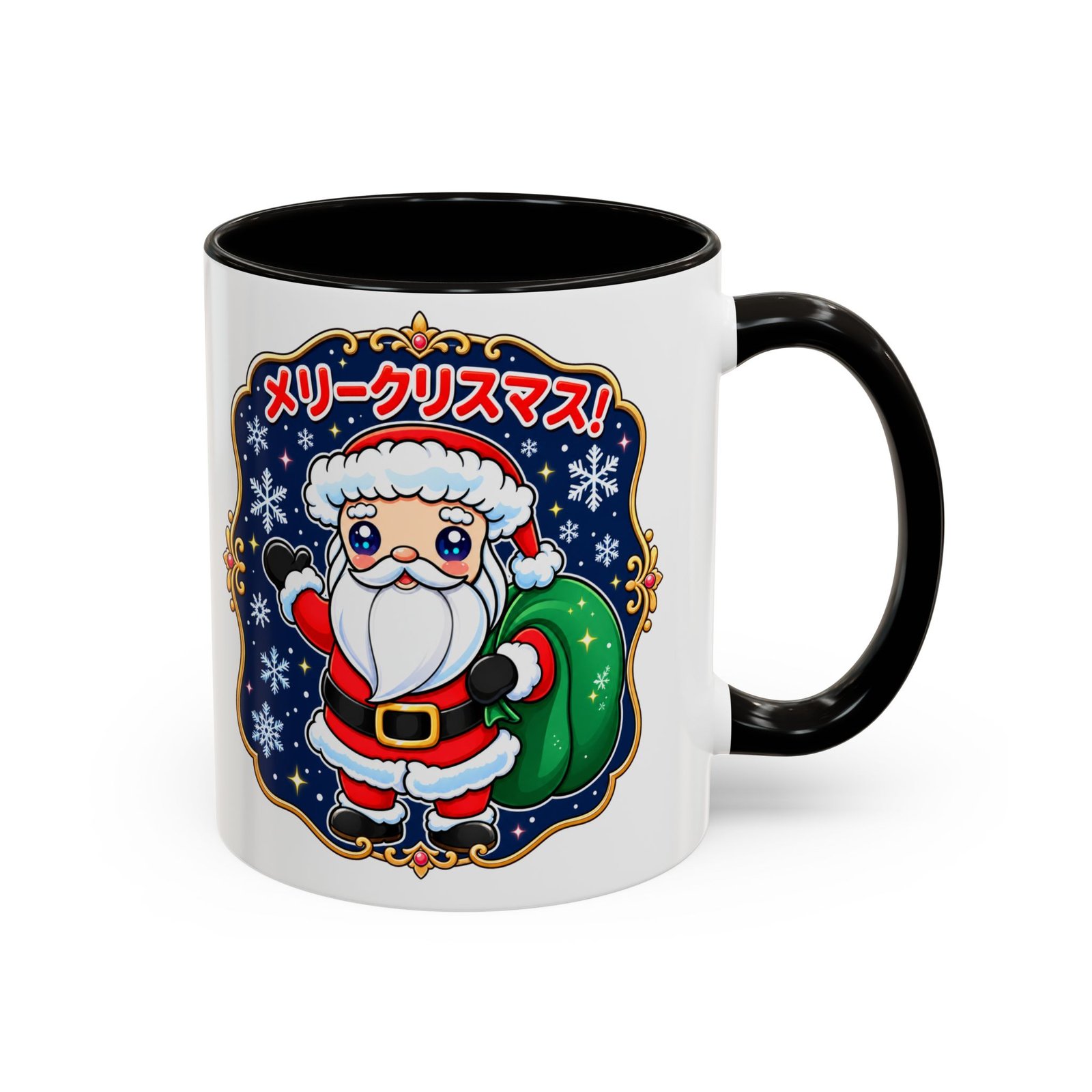 Kawaii Santa - Color Accent Mug – メリークリスマス with Every Sip - Image 3