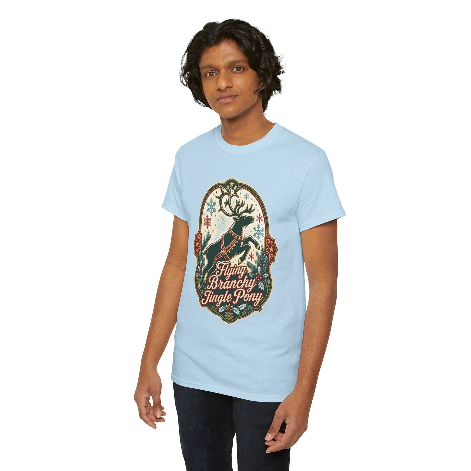Flying Branchy Jingle Pony - Unisex T-Shirt – Reindeer Ridiculousness - Image 6