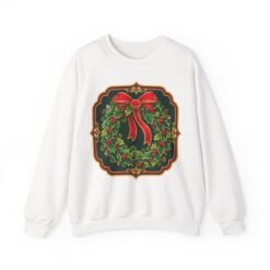 Holiday Wreath – Unisex Sweatshirt – Cozy Christmas Cheer