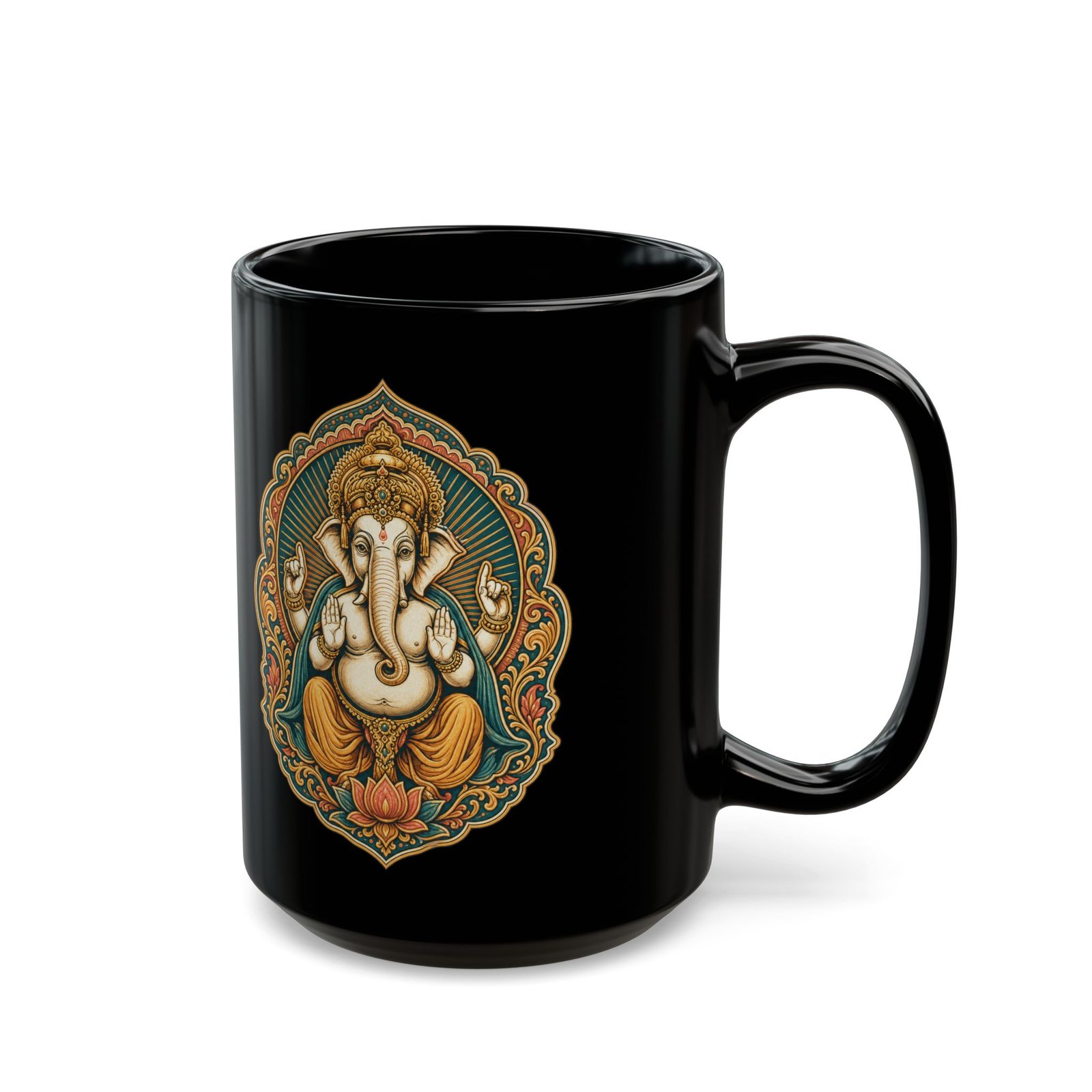 Lord Ganesha – Black Mug – Wisdom, New Beginnings & Meaningful Moments - Image 6