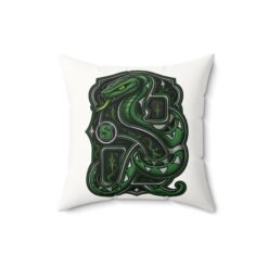 House of Snake – Faux Suede Throw Pillow – Cozy Wizarding School Ambition - Image 5