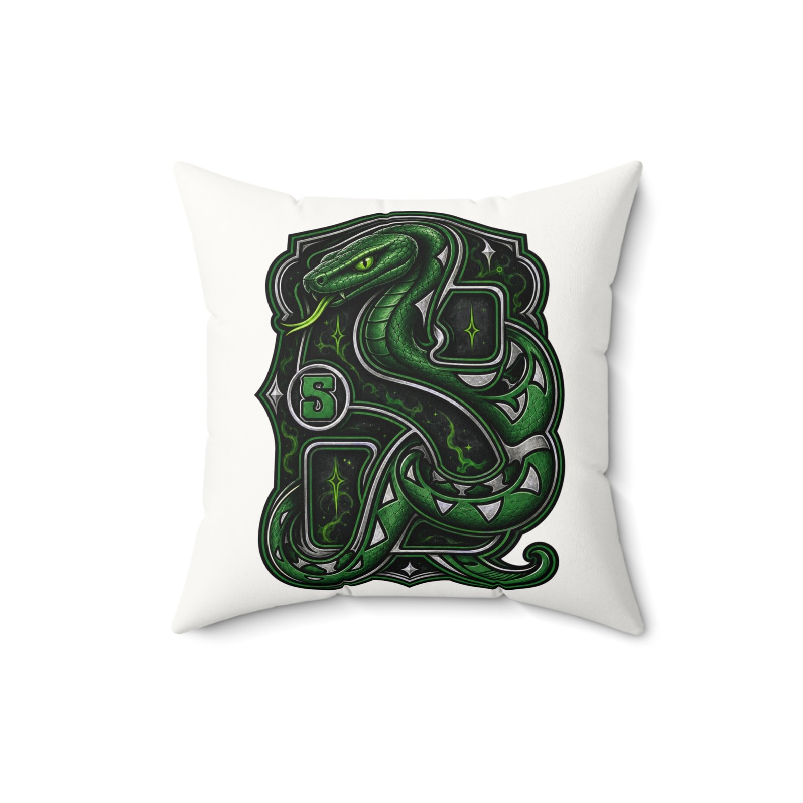 House of Snake – Faux Suede Throw Pillow – Cozy Wizarding School Ambition - Image 5