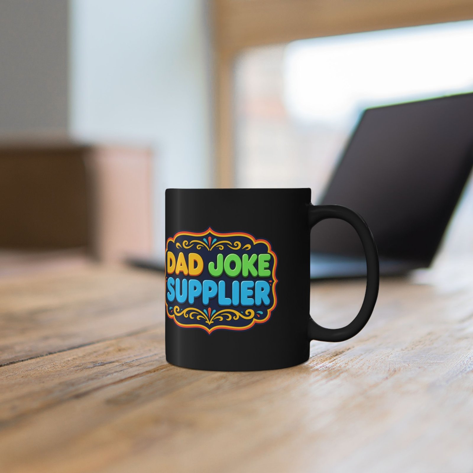Dad Joke Supplier – Black Mug – Caffeine and Comedy Included - Image 4