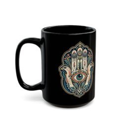 Hamsa – Black Mug – Protection, Peace & Meaning in Every Sip - Image 7