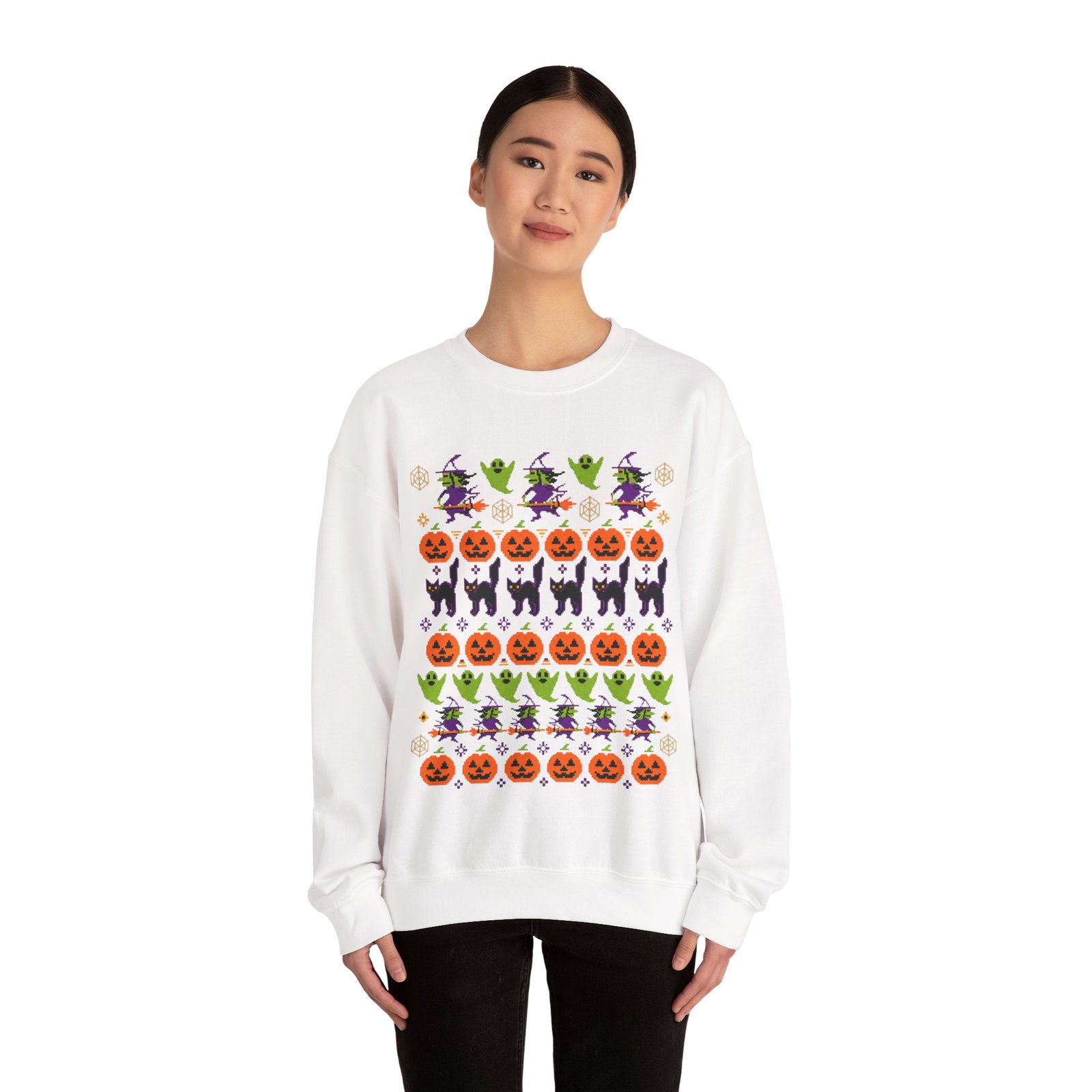Halloween Ugly Sweater - Unisex Sweatshirt – Spooky Season Full Pattern - Image 4