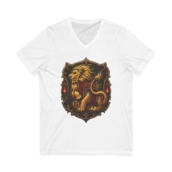 House of Lion – Unisex V-Neck T-Shirt – Wizarding School Courage with Confident Style