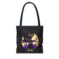 Moonlit Mischief - Tote Bag – Cute Halloween Cat and Bat - Image 50