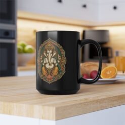 Lord Ganesha – Black Mug – Wisdom, New Beginnings & Meaningful Moments - Image 11