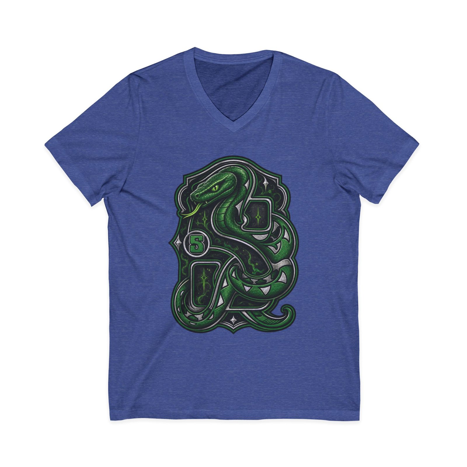 House of Snake – Unisex V-Neck T-Shirt – Wizarding School Confidence with a Clever Edge - Image 11