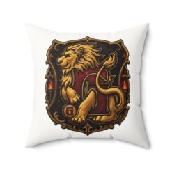 House of Lion – Faux Suede Throw Pillow – Cozy Wizarding School Courage