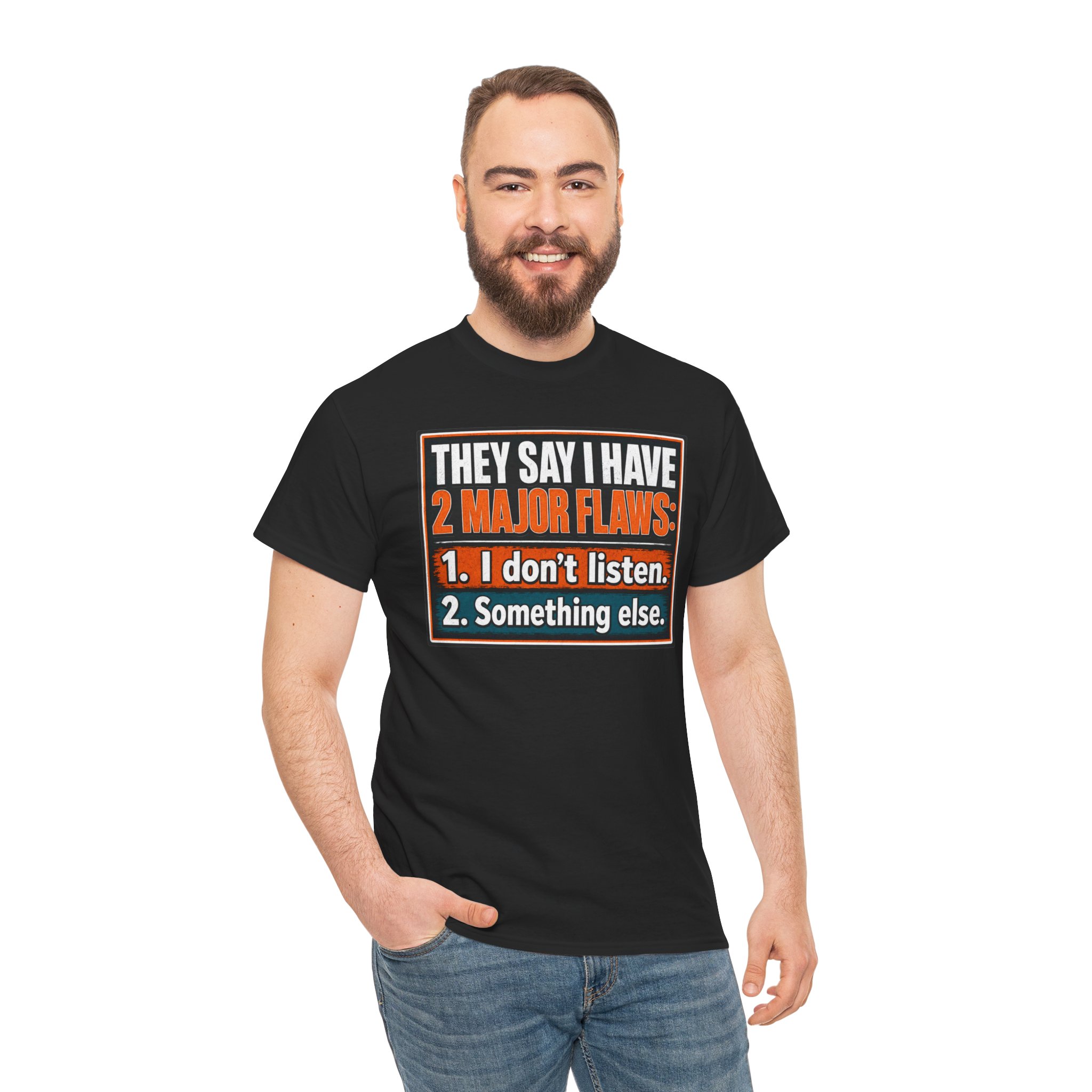 They Say I Have Two Major Flaws – Black Mug – Something About Listening - Image 3