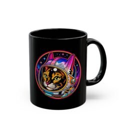 Space Cat – Black 11oz or 15oz Mug – Fuel for Cosmic Catventures