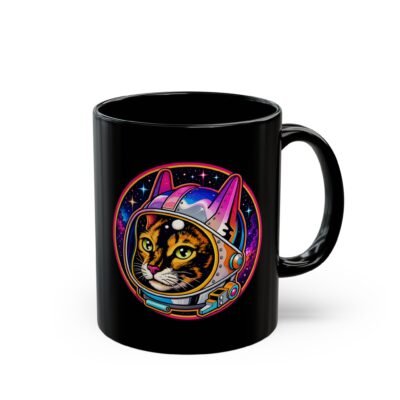 Space Cat – Black 11oz or 15oz Mug – Fuel for Cosmic Catventures