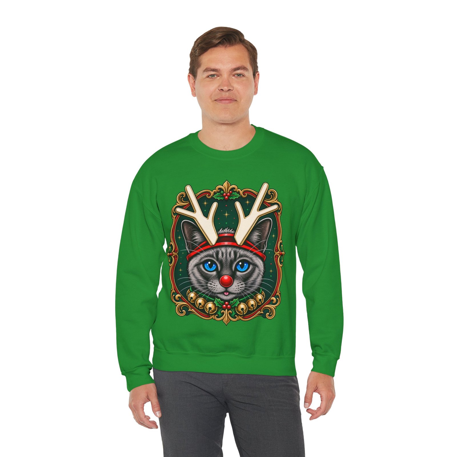 Rudolph Catmas Unisex Sweatshirt – Feline Festive, Reindeer Ready - Image 6