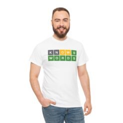 Alternative view of KNOWS WORDS – Unisex T-Shirt – Fluent in Five-Letter Victories