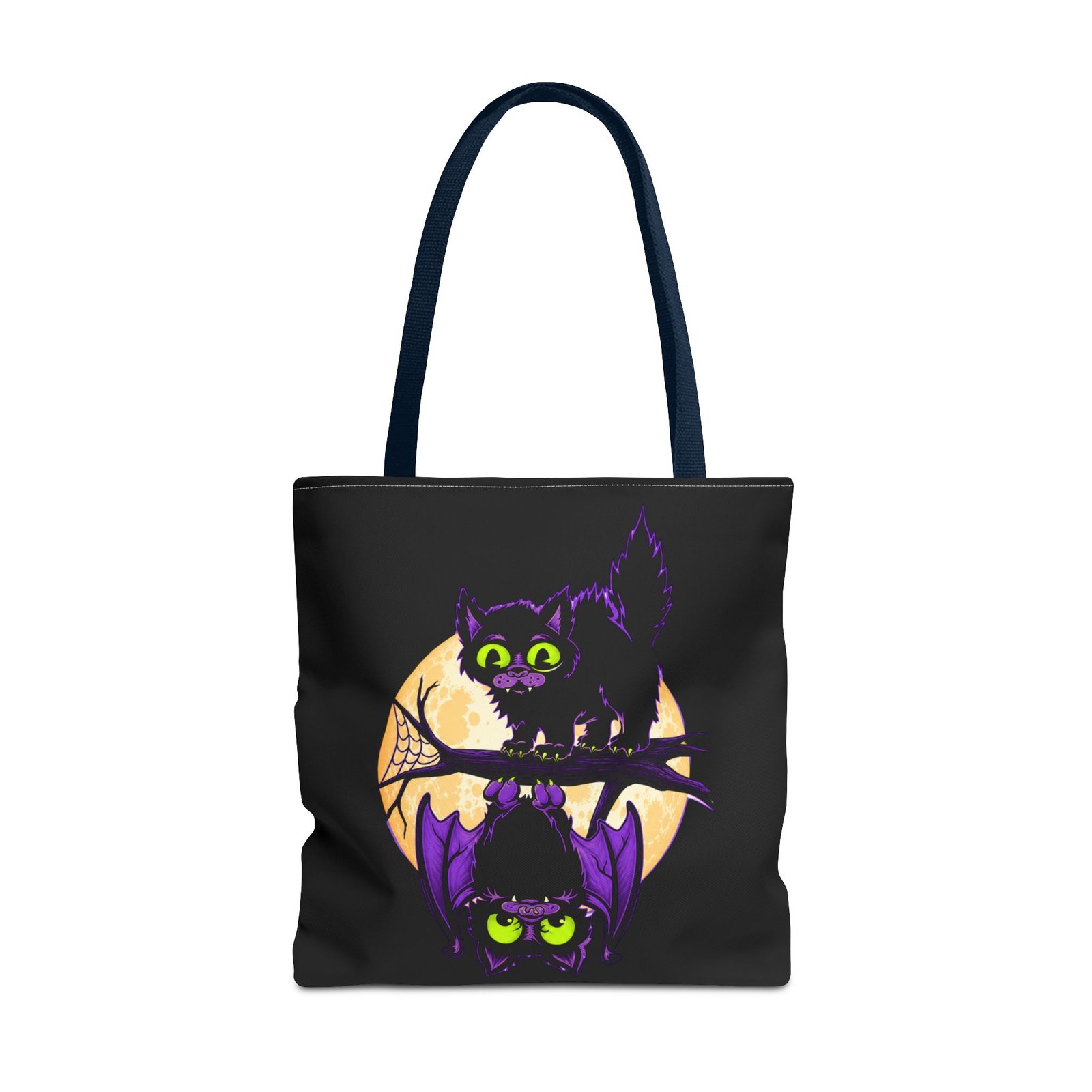 Moonlit Mischief - Tote Bag – Cute Halloween Cat and Bat - Image 57