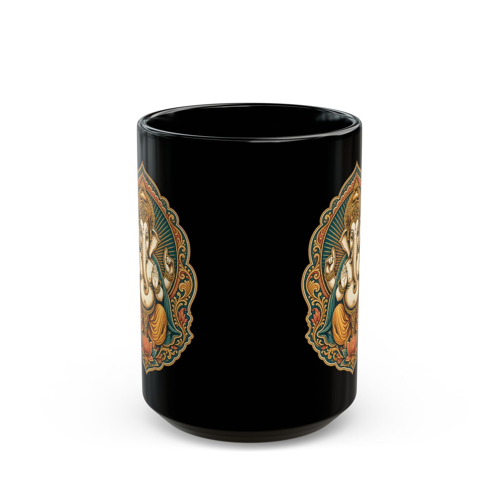 Lord Ganesha – Black Mug – Wisdom, New Beginnings & Meaningful Moments - Image 5