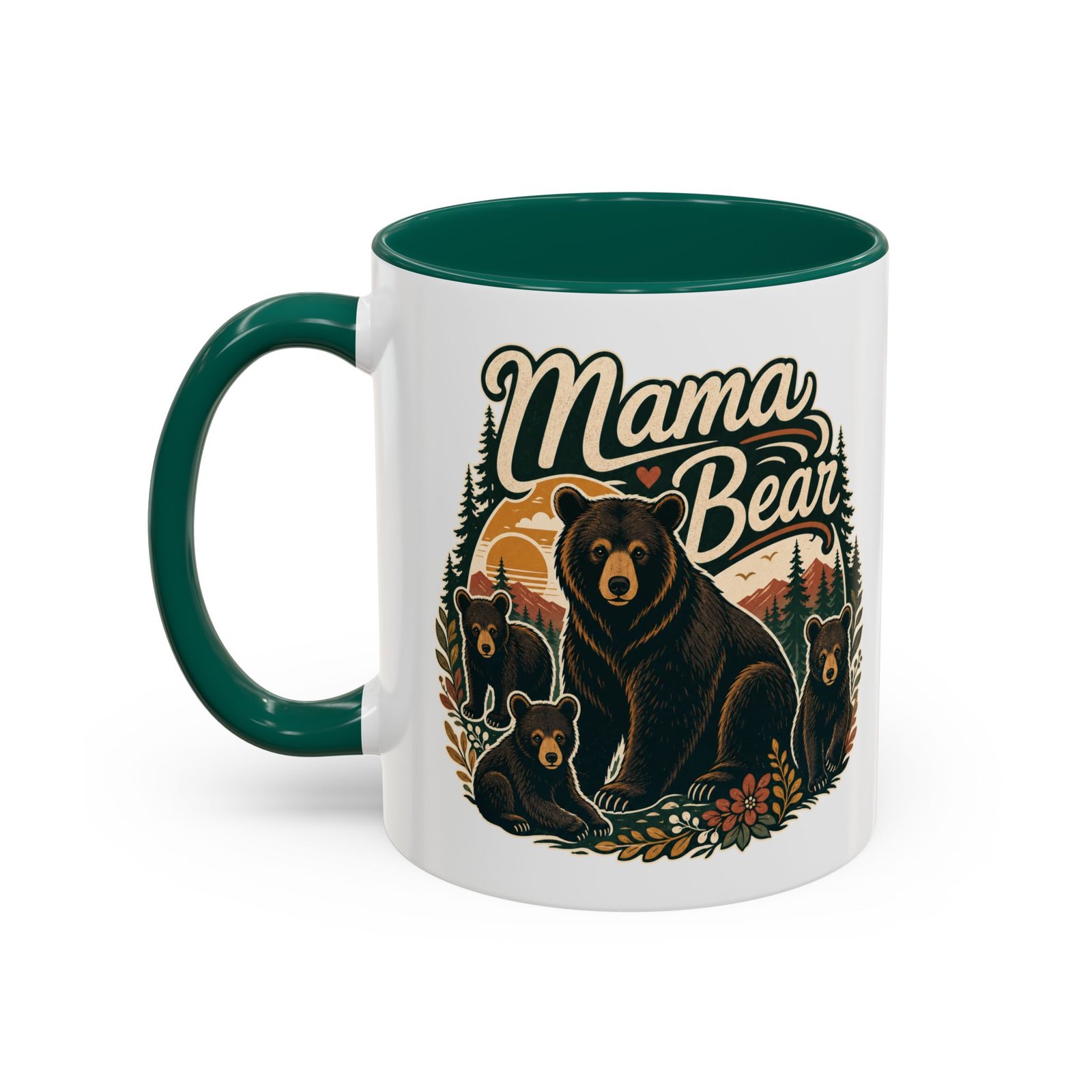 Mama Bear – Color Accent Mug – Fierce Love, Strong Coffee - Image 12