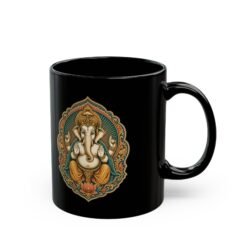 Lord Ganesha – Black Mug – Wisdom, New Beginnings & Meaningful Moments - Image 3
