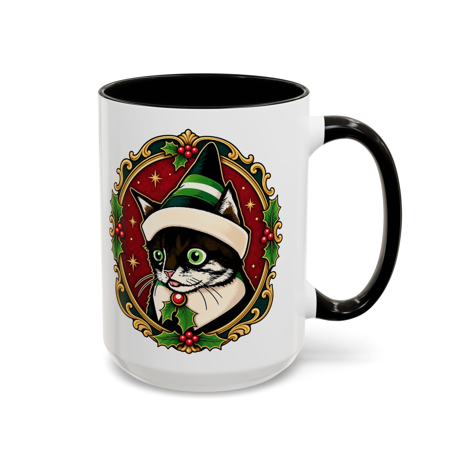 Elf Kitten – Color Accent Mug – Santa’s Cutest Little Helper - Image 11
