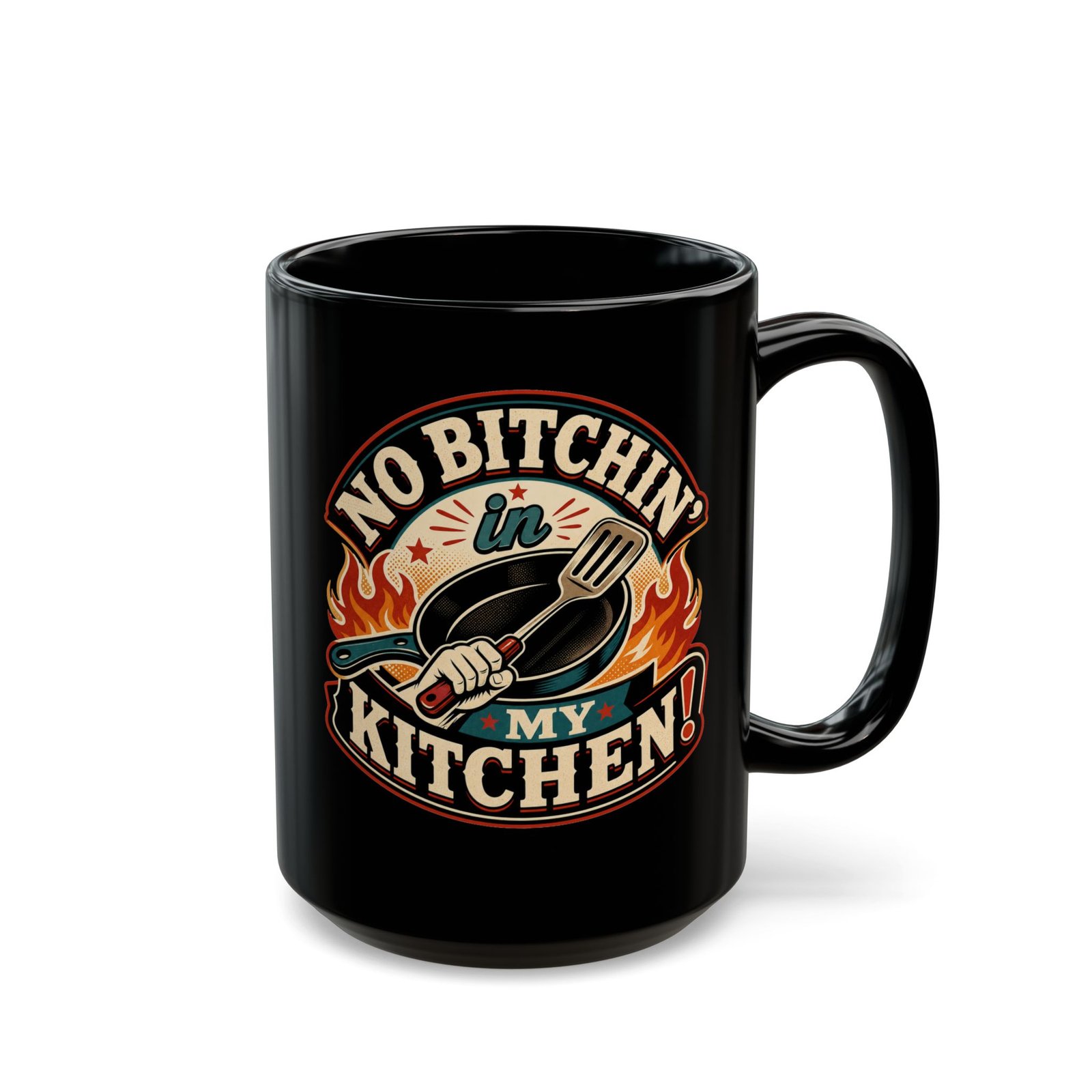 No Bitchin’ in My Kitchen – Black Mug – Complaints Are Not on the Menu - Image 7