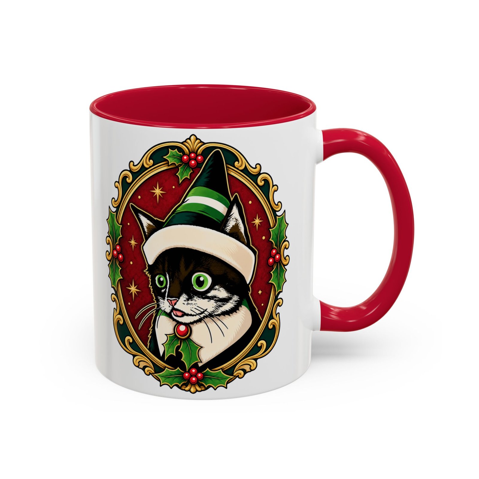 Elf Kitten – Color Accent Mug – Santa’s Cutest Little Helper - Image 9