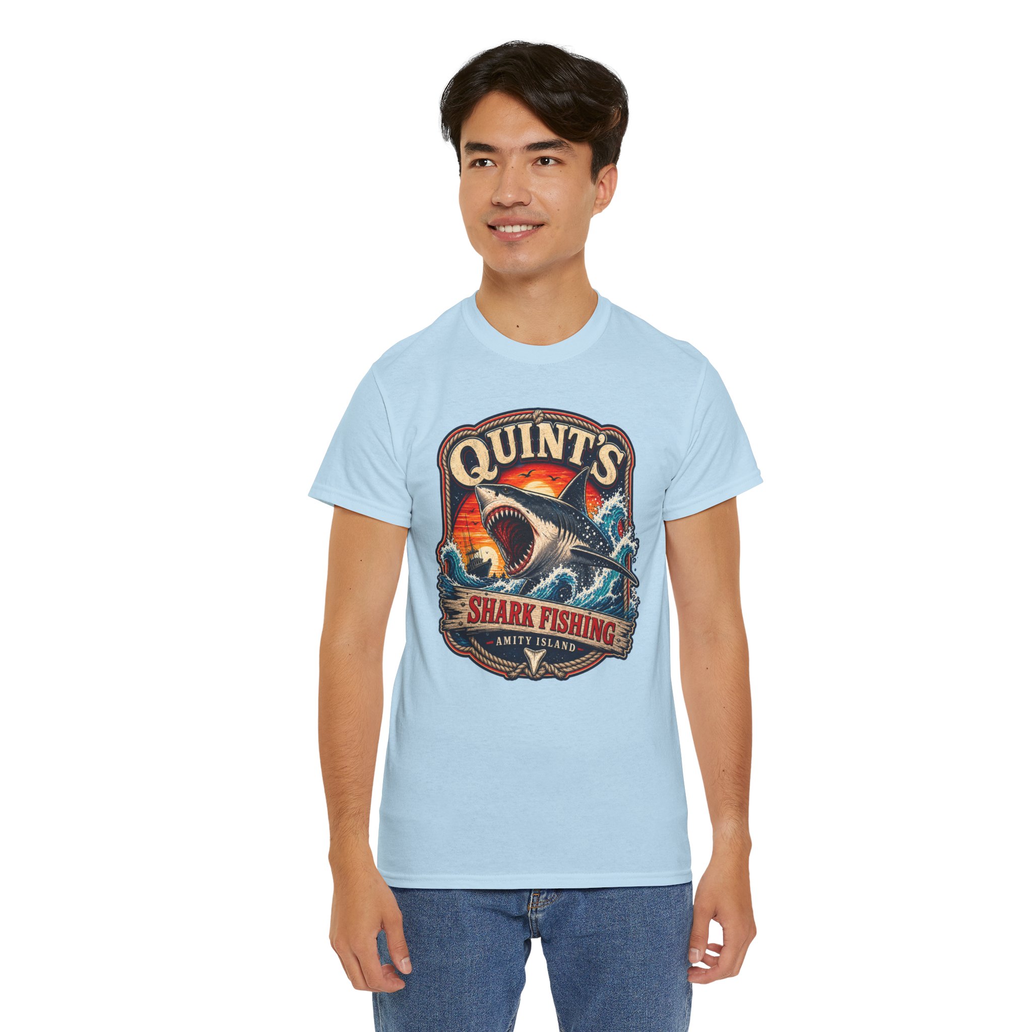 Quint’s Shark Fishing – Unisex T-Shirt – Amity’s Finest Shark Hunter - Image 8