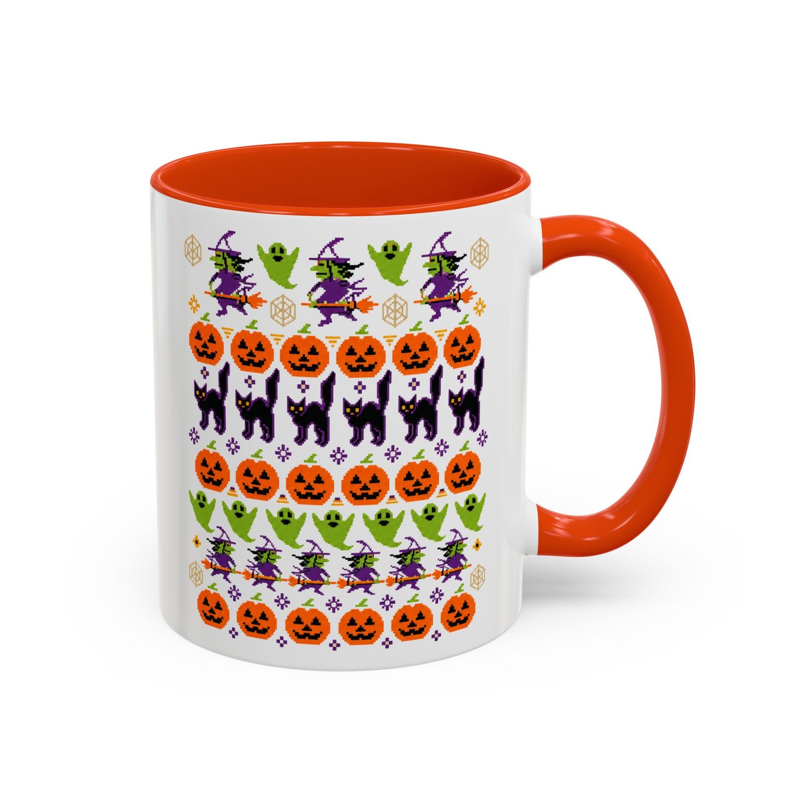 Halloween Ugly Sweater - Color Accent Mug – Spooky Season Coffee Cup - Image 10