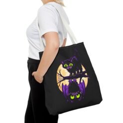 Moonlit Mischief - Tote Bag – Cute Halloween Cat and Bat - Image 36
