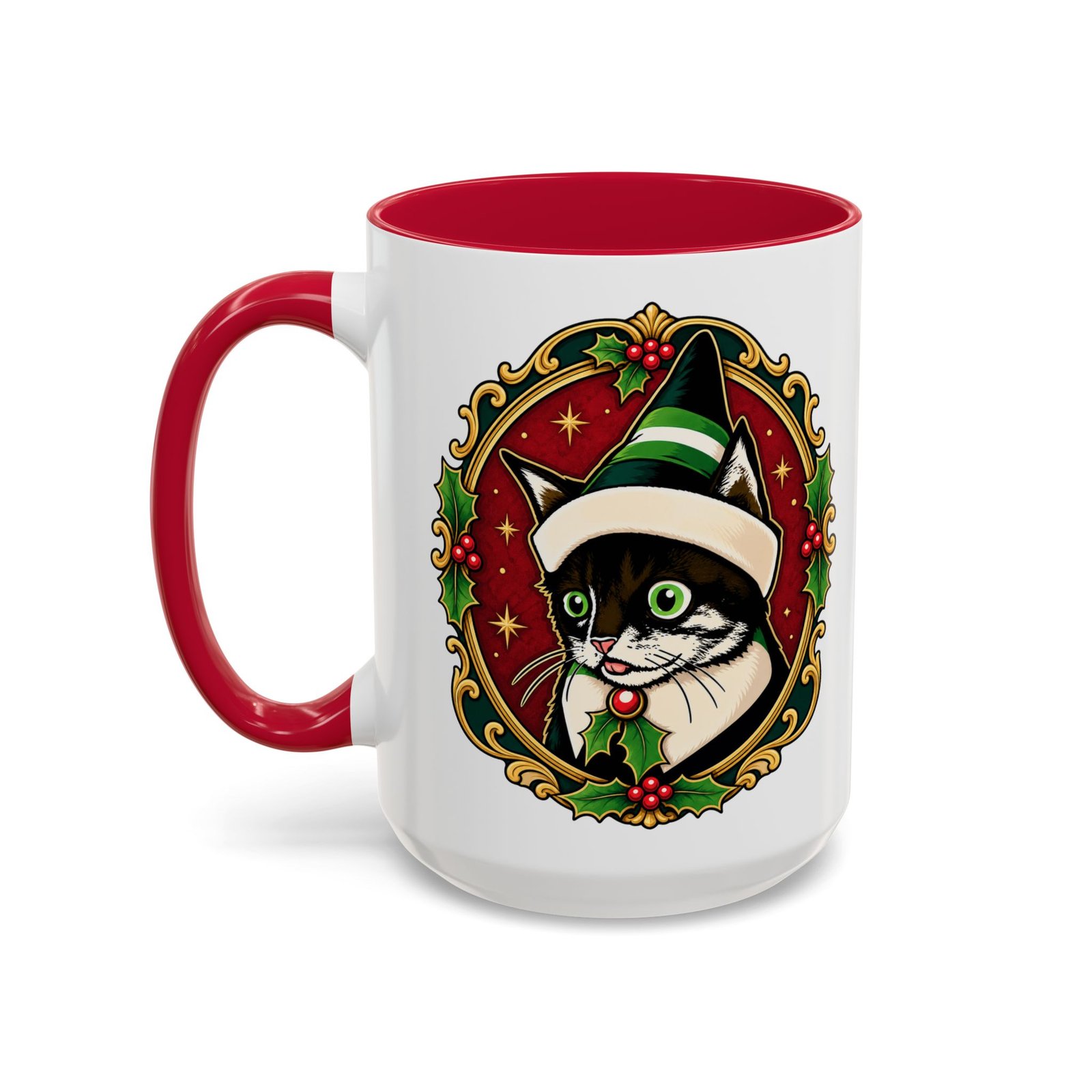 Elf Kitten – Color Accent Mug – Santa’s Cutest Little Helper - Image 20