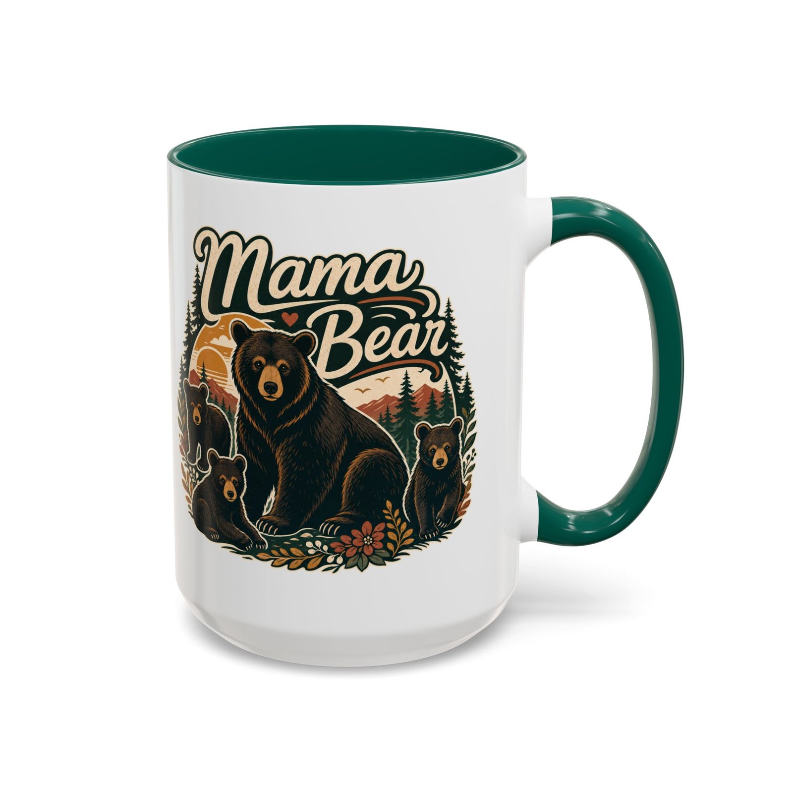 Mama Bear – Color Accent Mug – Fierce Love, Strong Coffee - Image 17