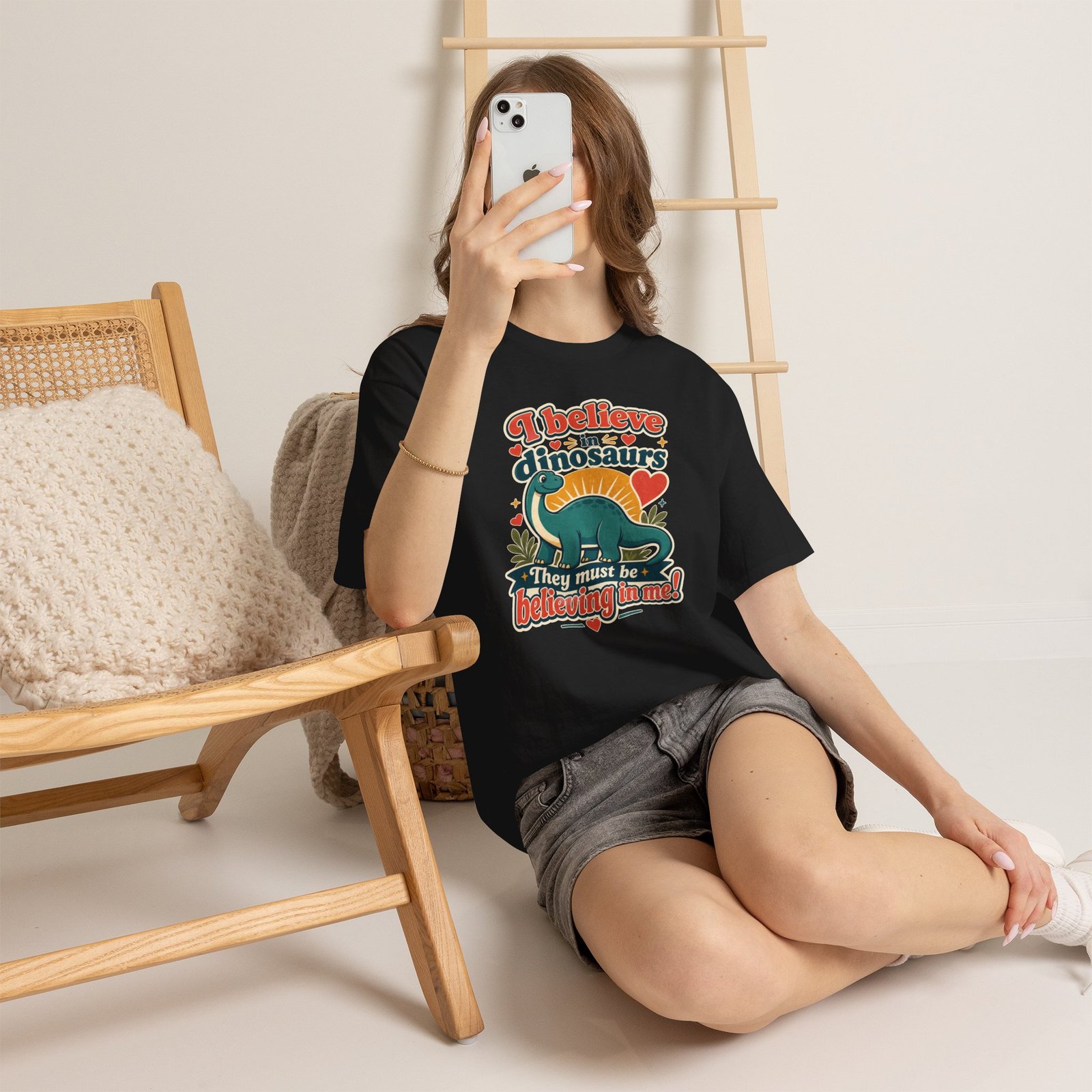 I Believe in Dinosaurs - Unisex T-Shirt – Prehistoric Positivity, Present Day Vibes - Image 4