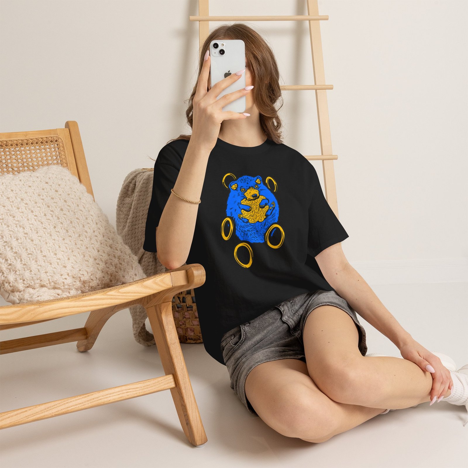 Blue Hedgehog and Golden Rings Unisex T-Shirt – Retro Gaming and Arcade - Image 4