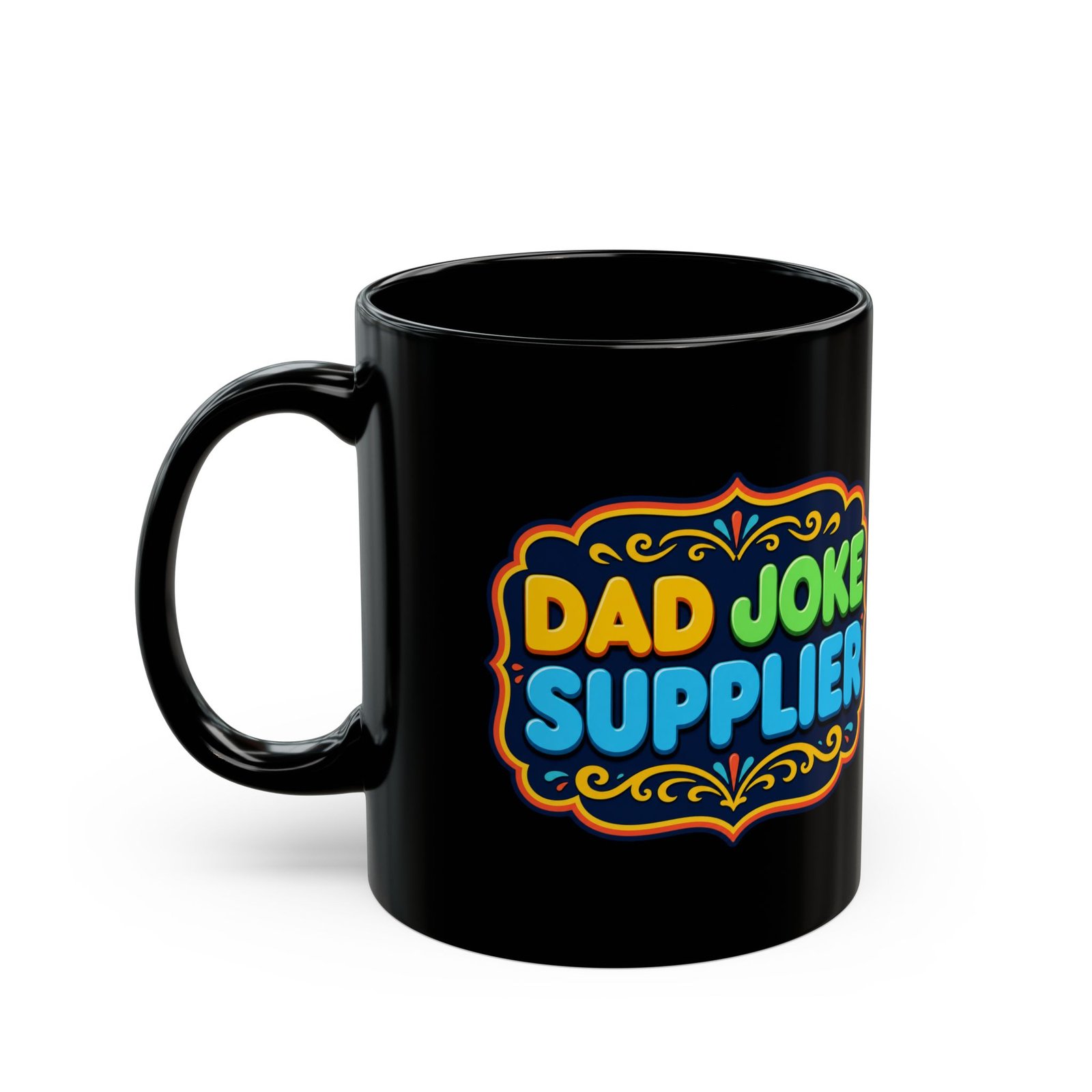 Dad Joke Supplier – Black Mug – Caffeine and Comedy Included - Image 2