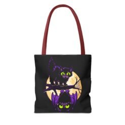 Moonlit Mischief - Tote Bag – Cute Halloween Cat and Bat - Image 14