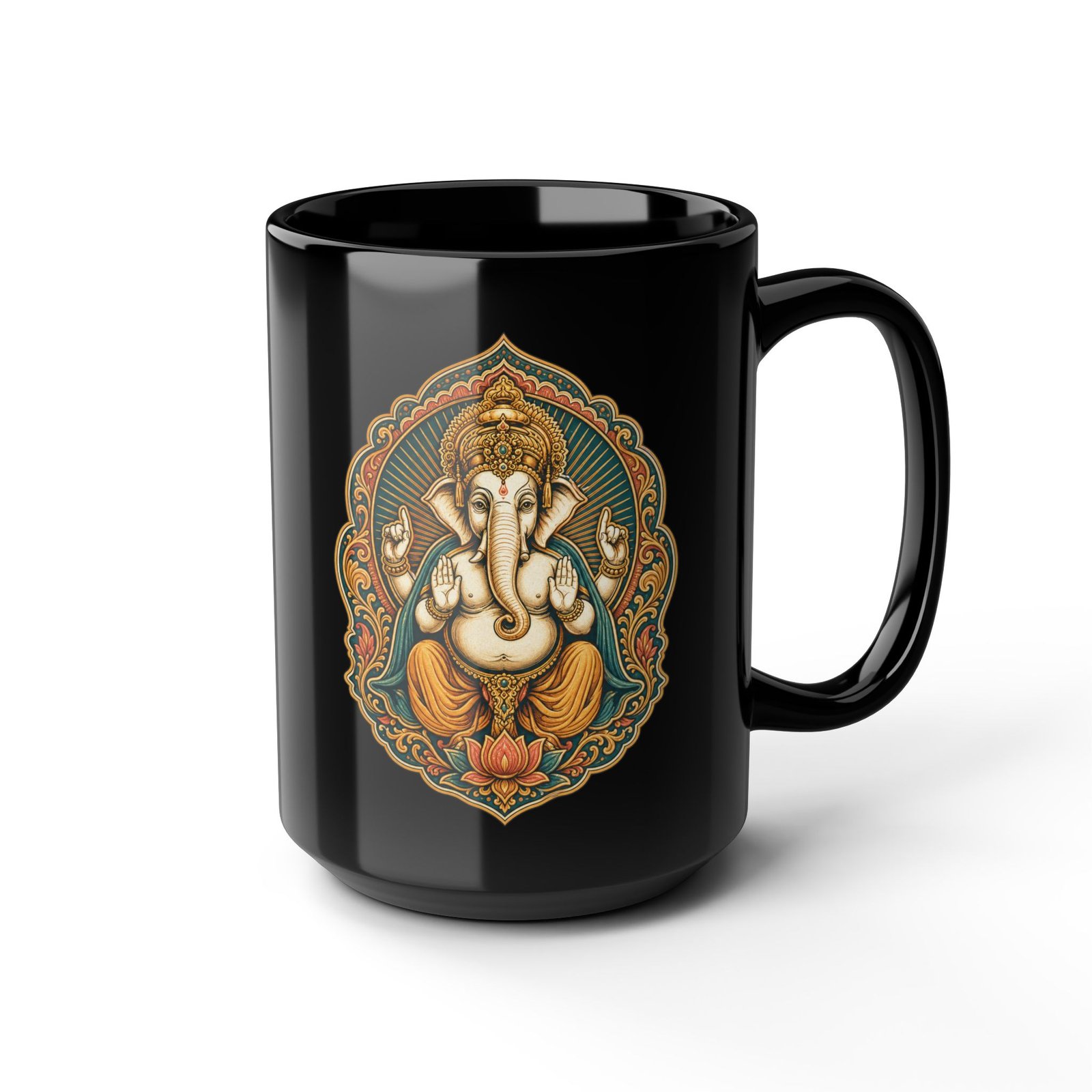 Lord Ganesha – Black Mug – Wisdom, New Beginnings & Meaningful Moments - Image 10