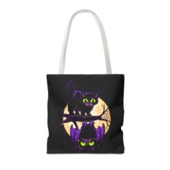 Moonlit Mischief - Tote Bag – Cute Halloween Cat and Bat - Image 30