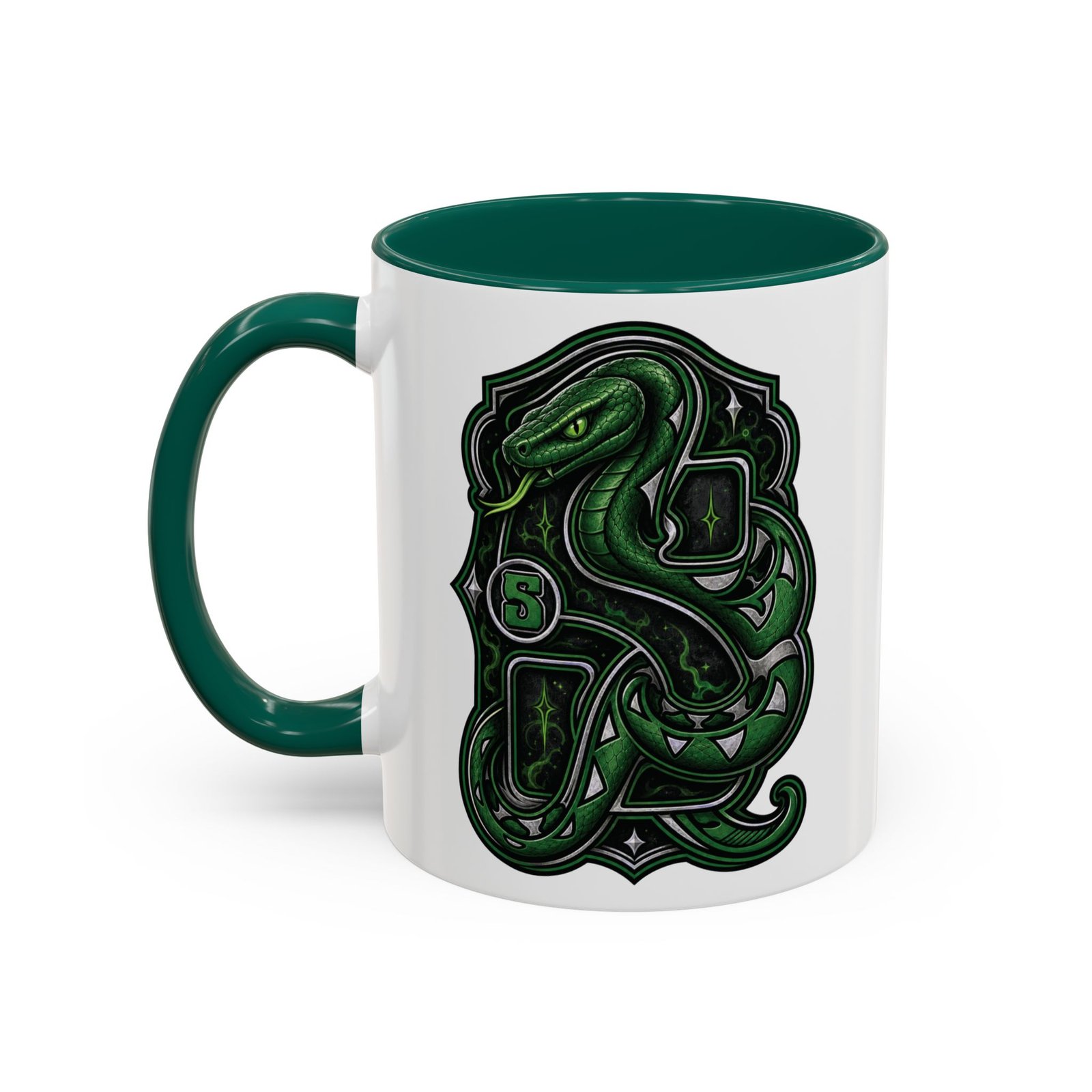 House of Snake – Accent Color Mug – Wizarding School Ambition in Every Sip - Image 10